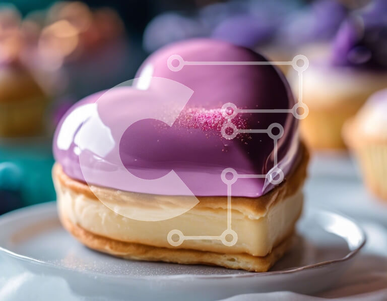 Σετ των 2 Intra Συλλεκτικό Ξύλινο Παζλ Plywood  4mm - Επιδόρπιο σε σχήμα καρδιάς με μωβ φοντάν και cupcakes Σε Ξύλινο Κουτί - Διαστάσεις: 10x10 cm – 25 κομμάτια