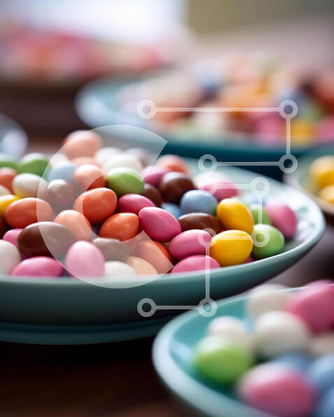 Σετ των 2 Intra Συλλεκτικό Ξύλινο Παζλ Plywood  4mm - Διάφορα πολύχρωμα μπολ καραμέλα Σε Ξύλινο Κουτί - Διαστάσεις: 10x10 cm – 25 κομμάτια