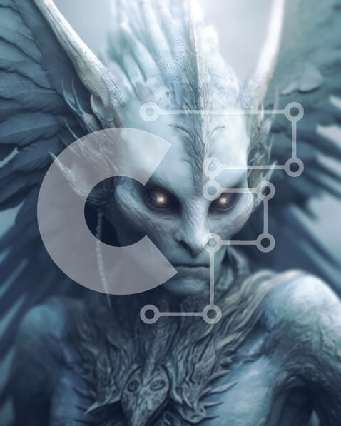 Intra Συλλεκτικό Ξύλινο Παζλ Plywood  4mm - Σκοτεινή φανταστική εικόνα μιας γοτθικής γυναίκας με κέρατα και φτερά Σε Ξύλινο Κουτί - Διαστάσεις Puzzle: 10x10 cm – 25 κομμάτια