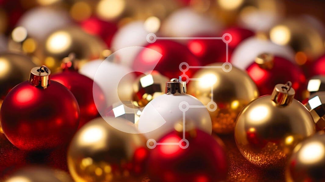 Intra Συλλεκτικό Ξύλινο Παζλ Plywood  4mm - Ομάδα από κόκκινα, λευκά και χρυσά στολίδια Σε Ξύλινο Κουτί - Διαστάσεις Puzzle: 10x10 cm – 25 κομμάτια