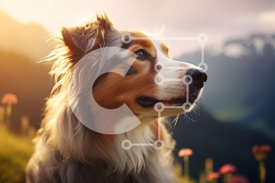 Σετ των 2 Intra Συλλεκτικό Ξύλινο Παζλ Plywood  4mm - Όμορφη εικόνα ενός σκύλου σε ένα γραφικό λιβάδι Σε Ξύλινο Κουτί - Διαστάσεις: 10x10 cm – 25 κομμάτια