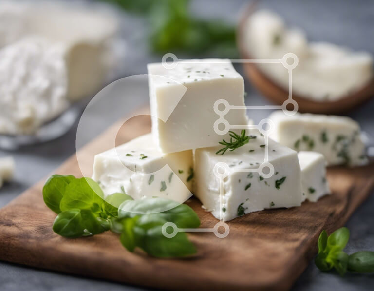 Σετ των 2 Intra Συλλεκτικό Ξύλινο Παζλ Plywood  4mm - Ξύλινη σανίδα κοπής με λευκό τυρί και φρέσκα μυρωδικά Σε Ξύλινο Κουτί - Διαστάσεις: 10x10 cm – 25 κομμάτια