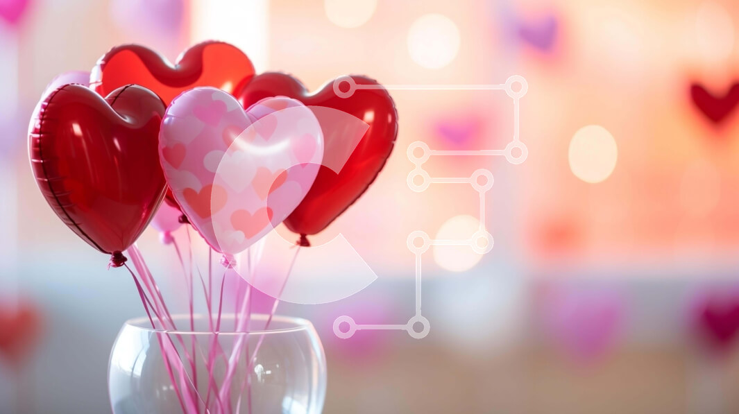 Intra Συλλεκτικό Ξύλινο Παζλ Plywood  4mm - Μπαλόνια σε σχήμα καρδιάς σε γυάλινο βάζο για την ημέρα του Αγίου Βαλεντίνου Σε Ξύλινο Κουτί - Διαστάσεις Puzzle: 10x10 cm – 25 κομμάτια