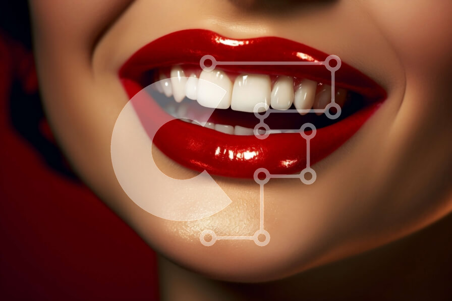 Intra Συλλεκτικό Ξύλινο Παζλ Plywood  4mm - Όμορφη γυναίκα με κόκκινο κραγιόν και λευκά δόντια που χαμογελά Σε Ξύλινο Κουτί - Διαστάσεις Puzzle: 10x10 cm – 25 κομμάτια