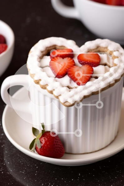 Σετ των 2 Intra Συλλεκτικό Ξύλινο Παζλ Plywood  4mm - Κύπελλο γλυκού σε σχήμα καρδιάς με φράουλες Σε Ξύλινο Κουτί - Διαστάσεις: 10x10 cm – 25 κομμάτια