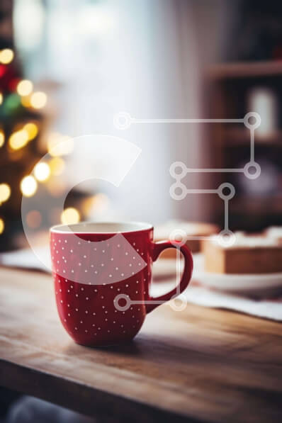 Σετ των 2 Intra Συλλεκτικό Ξύλινο Παζλ Plywood  4mm - Κόκκινο φλιτζάνι καφέ σε ξύλινο τραπέζι στην τραπεζαρία Σε Ξύλινο Κουτί - Διαστάσεις: 10x10 cm – 25 κομμάτια