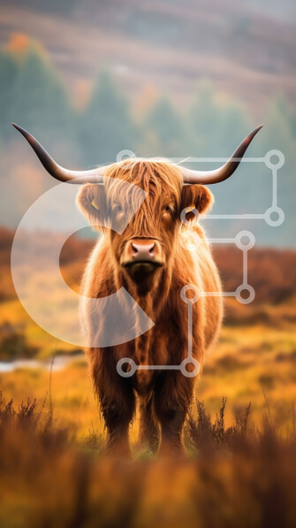 Σετ των 2 Intra Συλλεκτικό Ξύλινο Παζλ Plywood  4mm - Όμορφη εικόνα μιας αγελάδας Highland σε ένα χωράφι Σε Ξύλινο Κουτί - Διαστάσεις: 10x10 cm – 25 κομμάτια