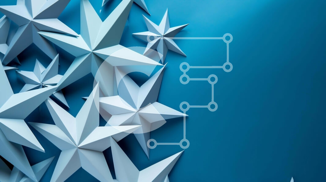 Intra Συλλεκτικό Ξύλινο Παζλ Plywood  4mm - Αφηρημένα μπλε αστέρια Origami σε μπλε φόντο Σε Ξύλινο Κουτί - Διαστάσεις Puzzle: 10x10 cm – 25 κομμάτια