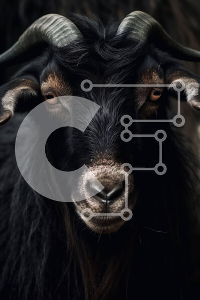 Σετ των 2 Intra Συλλεκτικό Ξύλινο Παζλ Plywood  4mm - Όμορφη εικόνα μιας μαύρης κατσίκας με μακριά κέρατα Σε Ξύλινο Κουτί - Διαστάσεις: 10x10 cm – 25 κομμάτια