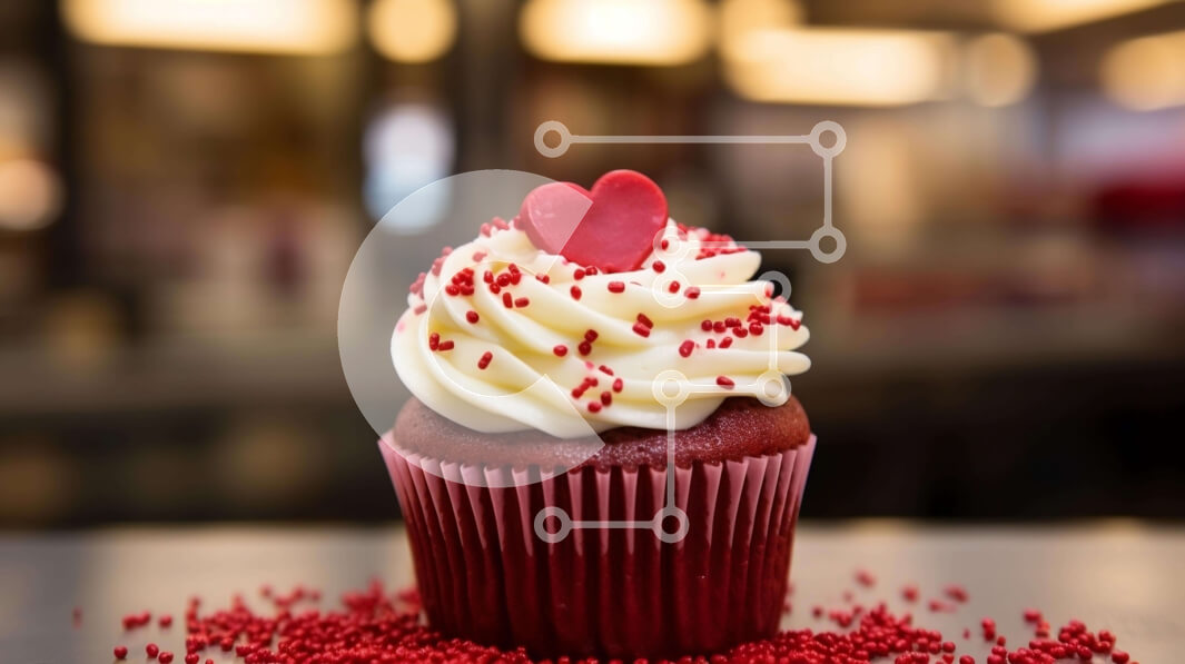 Σετ των 2 Intra Συλλεκτικό Ξύλινο Παζλ Plywood  4mm - Κόκκινο Cupcake με Λευκό Πάγωμα και Κόκκινα Πασπαλίσματα σε Τραπέζι Σε Ξύλινο Κουτί - Διαστάσεις: 10x10 cm – 25 κομμάτια