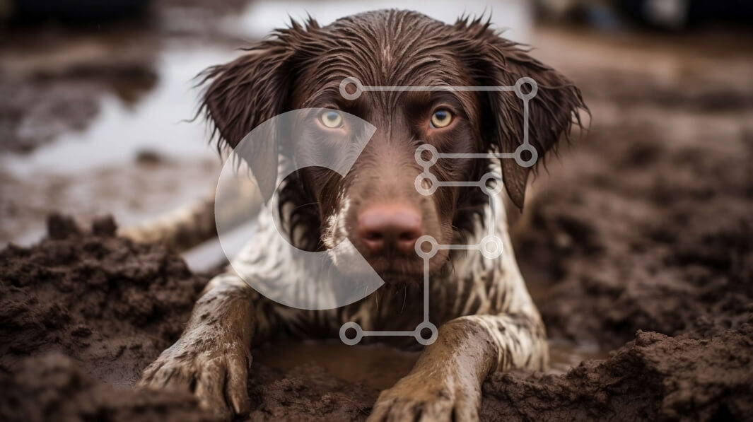 Σετ των 2 Intra Συλλεκτικό Ξύλινο Παζλ Plywood  4mm - Σκύλος στη Λάσπη Σε Ξύλινο Κουτί - Διαστάσεις: 10x10 cm – 25 κομμάτια