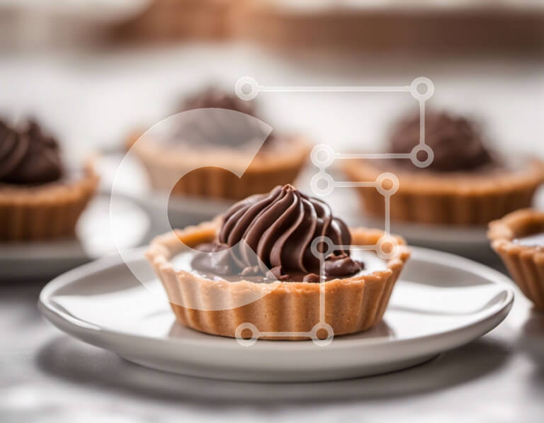 Σετ των 2 Intra Συλλεκτικό Ξύλινο Παζλ Plywood  4mm - Ομάδα τάρτες με σοκολάτα σε λευκά πιάτα Σε Ξύλινο Κουτί - Διαστάσεις: 10x10 cm – 25 κομμάτια