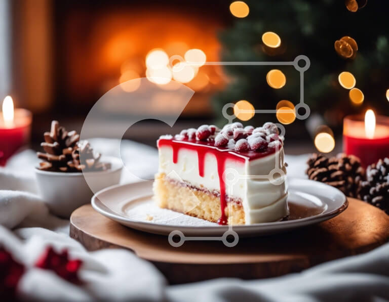 Σετ των 2 Intra Συλλεκτικό Ξύλινο Παζλ Plywood  4mm - Φέτα κέικ με σάλτσα κράνμπερι και γλάσο Σε Ξύλινο Κουτί - Διαστάσεις: 10x10 cm – 25 κομμάτια