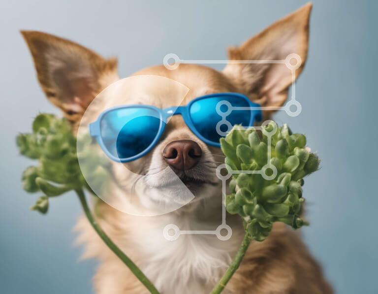 Σετ των 2 Intra Συλλεκτικό Ξύλινο Παζλ Plywood  4mm - Καφέ σκύλος με γυαλιά ηλίου και φύλλα Σε Ξύλινο Κουτί - Διαστάσεις: 10x10 cm – 25 κομμάτια