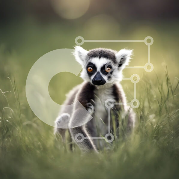 Intra Συλλεκτικό Ξύλινο Παζλ Plywood  4mm - Baby Ring-Tailed Lemur in Tall Grass Σε Ξύλινο Κουτί - Διαστάσεις: 10x10 cm – 25 κομμάτια