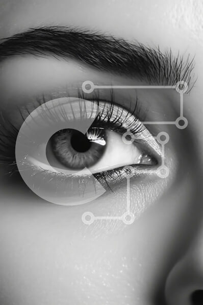 Intra Συλλεκτικό Ξύλινο Παζλ Plywood  4mm - Όμορφη κοντινή πλάνο του γυναικείου ματιού με μακριές βλεφαρίδες και χοντρά φρύδια Σε Ξύλινο Κουτί - Διαστάσεις Puzzle: 10x10 cm – 25 κομμάτια