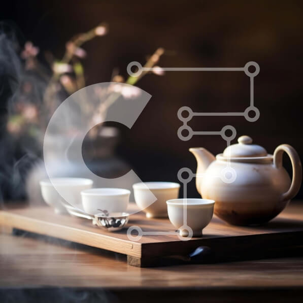 Σετ των 2 Intra Συλλεκτικό Ξύλινο Παζλ Plywood  4mm - Τσαγιέρα με φλιτζάνια και κουτάλια σε ξύλινο δίσκο Σε Ξύλινο Κουτί - Διαστάσεις: 10x10 cm – 25 κομμάτια