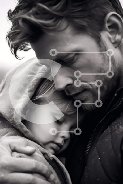 Intra Συλλεκτικό Ξύλινο Παζλ Plywood  4mm - Πατέρας και παιδί σε εγκάρδια αγκαλιά Σε Ξύλινο Κουτί - Διαστάσεις Puzzle: 10x10 cm – 25 κομμάτια