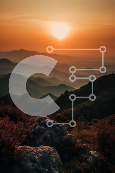 Σετ των 2 Intra Συλλεκτικό Ξύλινο Παζλ Plywood  4mm - Εκπληκτικό ηλιοβασίλεμα σε μια οροσειρά με σύννεφα και δέντρα στο προσκήνιο Σε Ξύλινο Κουτί - Διαστάσεις: 10x10 cm – 25 κομμάτια