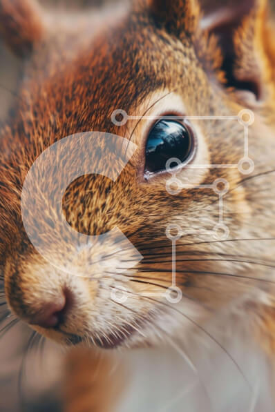 Σετ των 2 Intra Συλλεκτικό Ξύλινο Παζλ Plywood  4mm - Κοντινό πλάνο ενός περίεργου καφέ σκίουρου που κοιτάζει επίμονα στο διάστημα Σε Ξύλινο Κουτί - Διαστάσεις: 10x10 cm – 25 κομμάτια