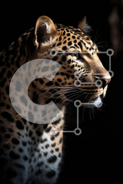 Σετ των 2 Intra Συλλεκτικό Ξύλινο Παζλ Plywood  4mm - Καταπληκτική φωτογραφία μιας λεοπάρδαλης στο σκοτάδι Σε Ξύλινο Κουτί - Διαστάσεις: 10x10 cm – 25 κομμάτια