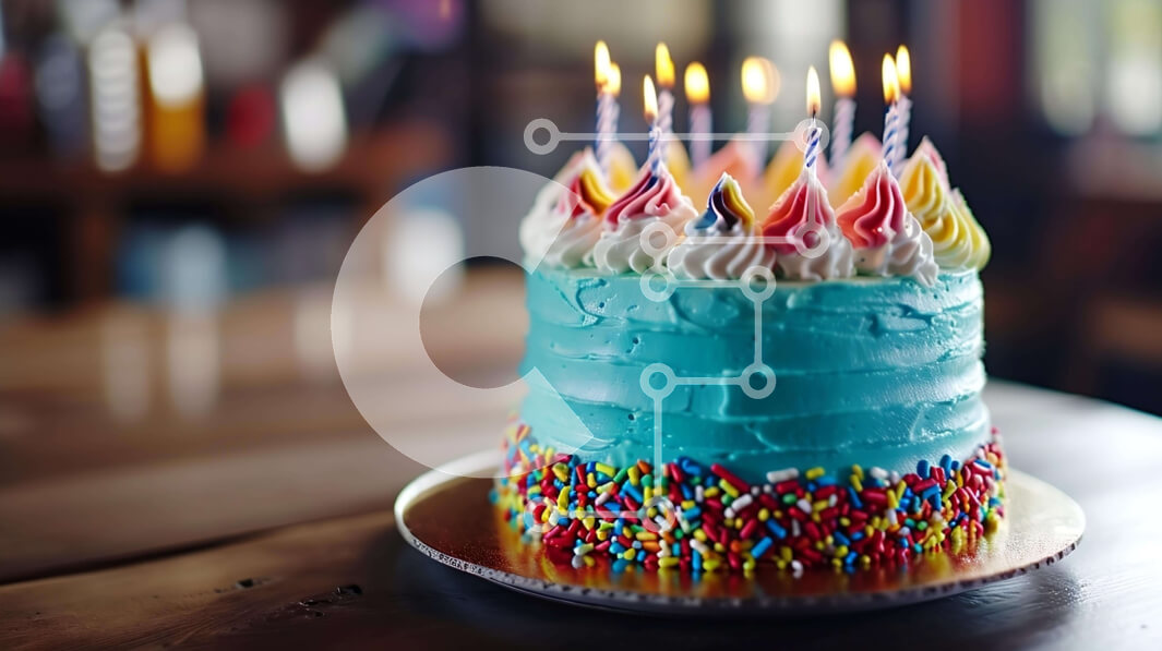 Σετ των 2 Intra Συλλεκτικό Ξύλινο Παζλ Plywood  4mm - Μπλε τούρτα γενεθλίων με πολύχρωμα κεριά και αναμμένα κεριά Σε Ξύλινο Κουτί - Διαστάσεις: 10x10 cm – 25 κομμάτια