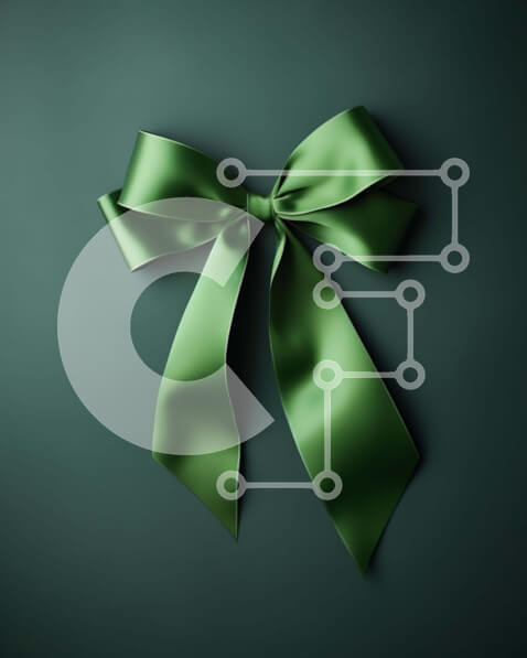 Intra Συλλεκτικό Ξύλινο Παζλ Plywood  4mm - Πράσινο σατέν φιόγκο για γιορτινά στολίδια και συσκευασία δώρου Σε Ξύλινο Κουτί - Διαστάσεις: 10x10 cm – 25 κομμάτια