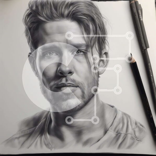 Intra Συλλεκτικό Ξύλινο Παζλ Plywood  4mm - Ασπρόμαυρο σχέδιο του ελκυστικού άνδρα με τα μολύβια Σε Ξύλινο Κουτί - Διαστάσεις Puzzle: 10x10 cm – 25 κομμάτια