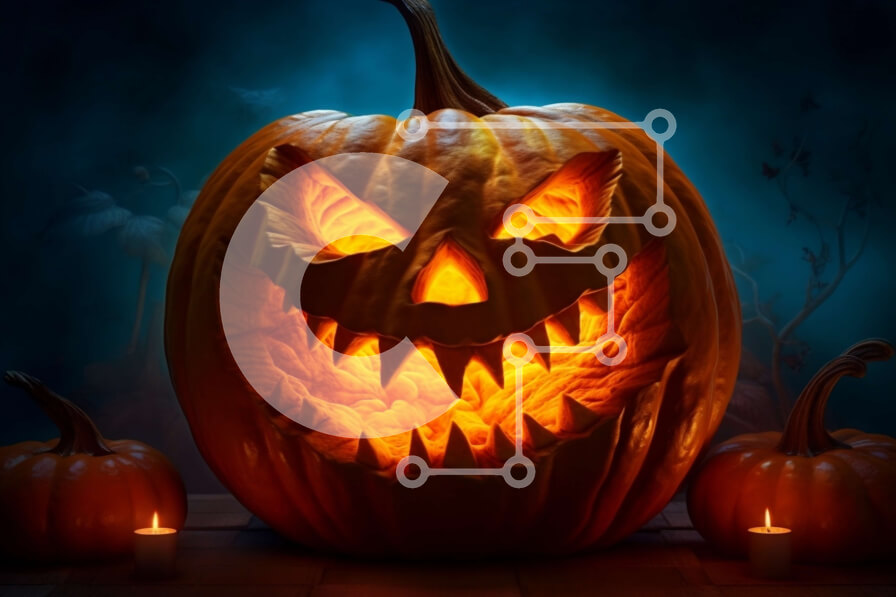 Intra Συλλεκτικό Ξύλινο Παζλ Plywood  4mm - Απόκοσμη αποκριάτικη διακόσμηση: Σκαλιστή κολοκύθα με τρομακτικό πρόσωπο και κεριά Σε Ξύλινο Κουτί - Διαστάσεις: 10x10 cm – 25 κομμάτια