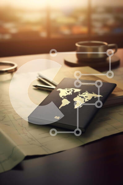 Intra Συλλεκτικό Ξύλινο Παζλ Plywood  4mm - Διαβατήριο, φλιτζάνι καφέ, χάρτης και στυλό στο ανοιχτό βιβλίο Σε Ξύλινο Κουτί - Διαστάσεις Puzzle: 10x10 cm – 25 κομμάτια