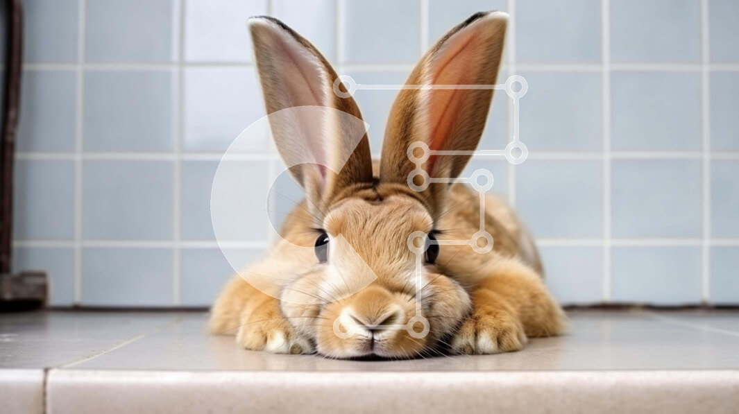 Intra Συλλεκτικό Ξύλινο Παζλ Plywood  4mm - Χαλαρό καφέ κουνέλι στο δάπεδο με πλακάκια Σε Ξύλινο Κουτί - Διαστάσεις: 10x10 cm – 25 κομμάτια