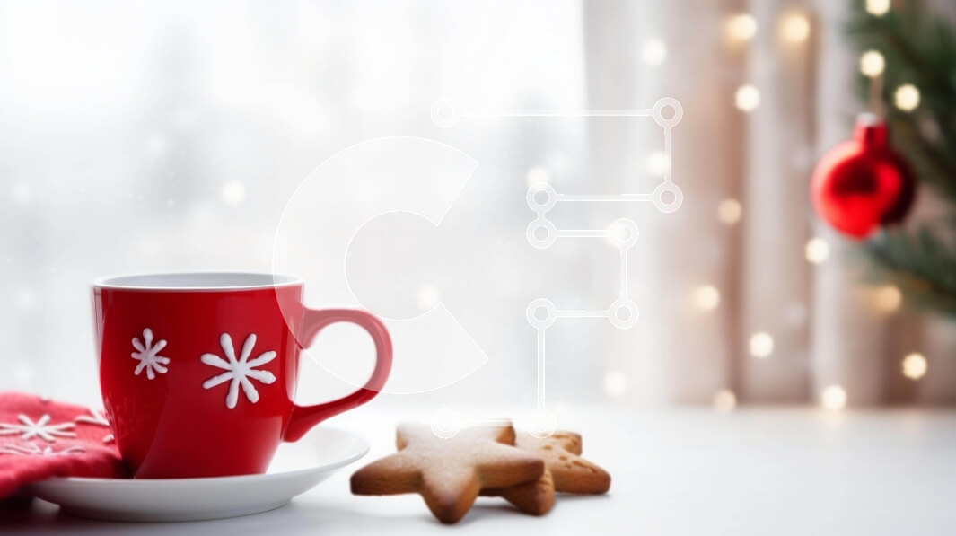 Intra Συλλεκτικό Ξύλινο Παζλ Plywood  4mm - Φλιτζάνι καφέ με χριστουγεννιάτικο θέμα με μπισκότα και διακοσμητικό δέντρο Σε Ξύλινο Κουτί - Διαστάσεις: 10x10 cm – 25 κομμάτια