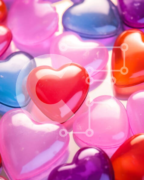 Intra Συλλεκτικό Ξύλινο Παζλ Plywood  4mm - Σύνθεση με πολύχρωμες πλαστικές χάντρες σε σχήμα καρδιάς Σε Ξύλινο Κουτί - Διαστάσεις Puzzle: 10x10 cm – 25 κομμάτια