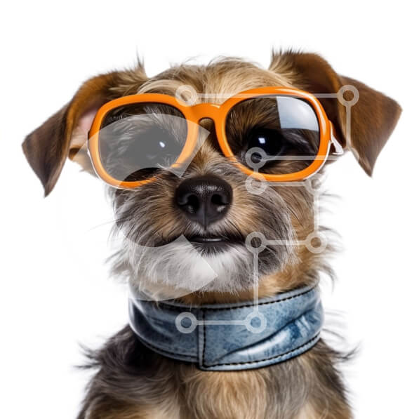 Intra Συλλεκτικό Ξύλινο Παζλ Plywood  4mm - Αξιολάτρευτη εικόνα ενός σκύλου που φοράει πορτοκαλί γυαλιά ηλίου Σε Ξύλινο Κουτί - Διαστάσεις: 10x10 cm – 25 κομμάτια
