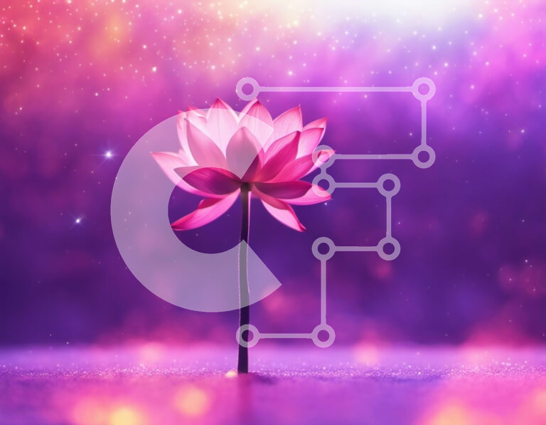 Intra Συλλεκτικό Ξύλινο Παζλ Plywood  4mm - Ροζ λουλούδι λωτού σε αφηρημένο μοβ φόντο Σε Ξύλινο Κουτί - Διαστάσεις Puzzle: 10x10 cm – 25 κομμάτια