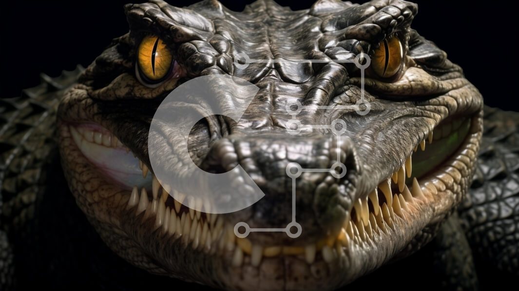 Intra Συλλεκτικό Ξύλινο Παζλ Plywood  4mm - Αλιγάτορας με ανοιχτό στόμα σε ένα ισχυρό κοντινό πλάνο Σε Ξύλινο Κουτί - Διαστάσεις: 10x10 cm – 25 κομμάτια
