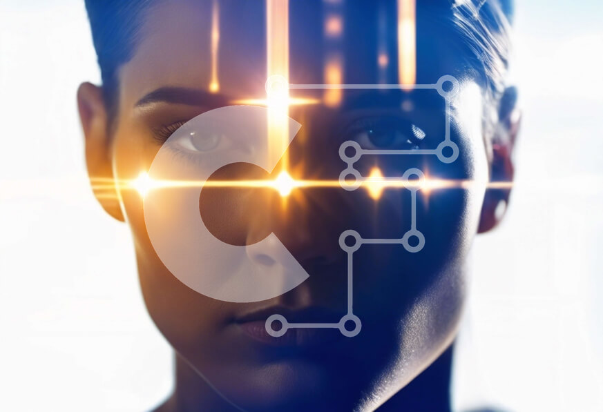 Intra Συλλεκτικό Ξύλινο Παζλ Plywood  4mm - Φουτουριστικό πορτρέτο με δραματικό φωτισμό Σε Ξύλινο Κουτί - Διαστάσεις Puzzle: 10x10 cm – 25 κομμάτια