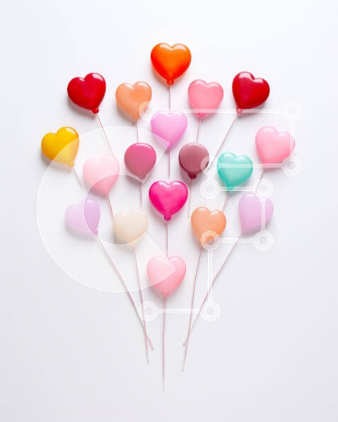 Intra Συλλεκτικό Ξύλινο Παζλ Plywood  4mm - Πολύχρωμα μπαλόνια σε σχήμα καρδιάς σε ραβδιά Σε Ξύλινο Κουτί - Διαστάσεις Puzzle: 10x10 cm – 25 κομμάτια