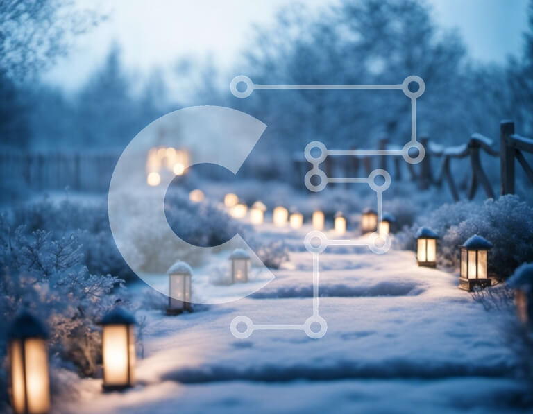 Intra Συλλεκτικό Ξύλινο Παζλ Plywood  4mm - Χιονισμένο μονοπάτι με φανάρια και φως κεριών Σε Ξύλινο Κουτί - Διαστάσεις Puzzle: 10x10 cm – 25 κομμάτια