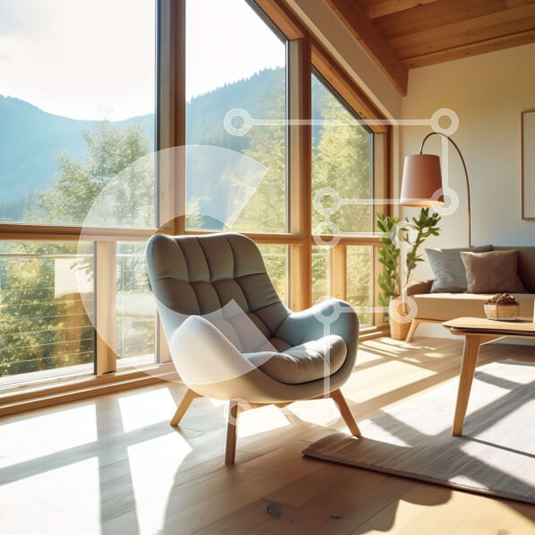 Intra Συλλεκτικό Ξύλινο Παζλ Plywood  4mm - Μοντέρνο σαλόνι με άνετο καναπέ και φυσικό φως Σε Ξύλινο Κουτί - Διαστάσεις Puzzle: 10x10 cm – 25 κομμάτια