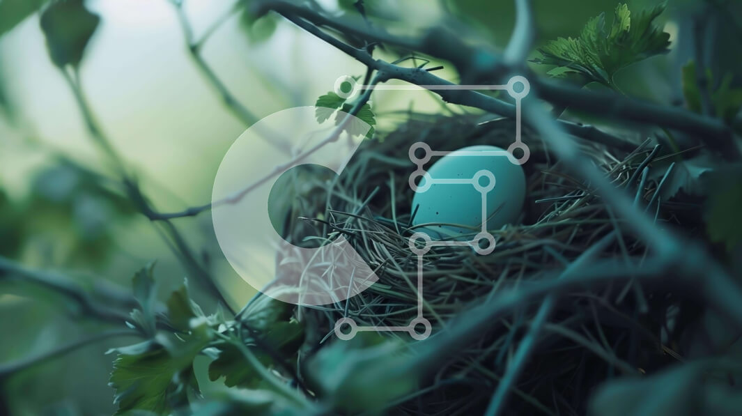 Intra Συλλεκτικό Ξύλινο Παζλ Plywood  4mm - Μπλε αυγό στη φωλιά πουλιών Σε Ξύλινο Κουτί - Διαστάσεις: 10x10 cm – 25 κομμάτια