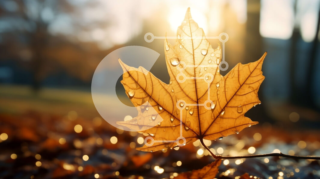 Intra Συλλεκτικό Ξύλινο Παζλ Plywood  4mm - Ενιαίο Φθινοπωρινό φύλλο στο έδαφος με συννεφιασμένο ουρανό Σε Ξύλινο Κουτί - Διαστάσεις: 10x10 cm – 25 κομμάτια