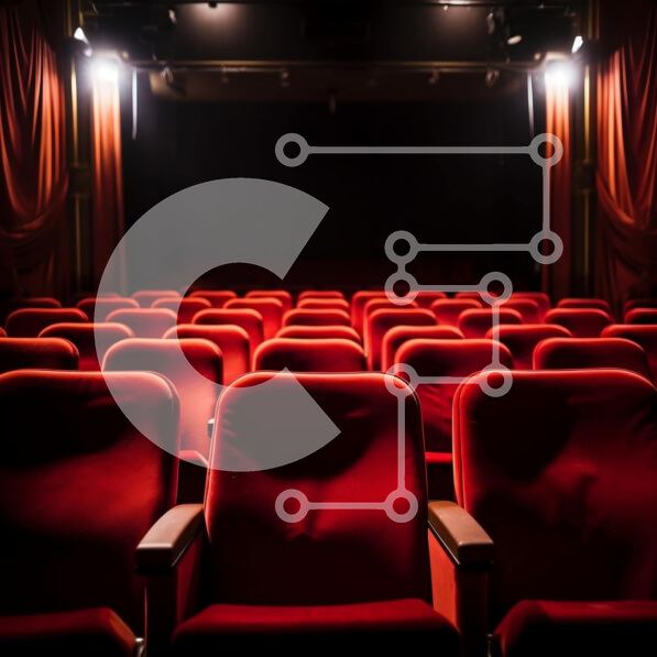 Intra Συλλεκτικό Ξύλινο Παζλ Plywood  4mm - Άδειο αμφιθέατρο με κόκκινες καρέκλες και προβολέα Σε Ξύλινο Κουτί - Διαστάσεις Puzzle: 10x10 cm – 25 κομμάτια