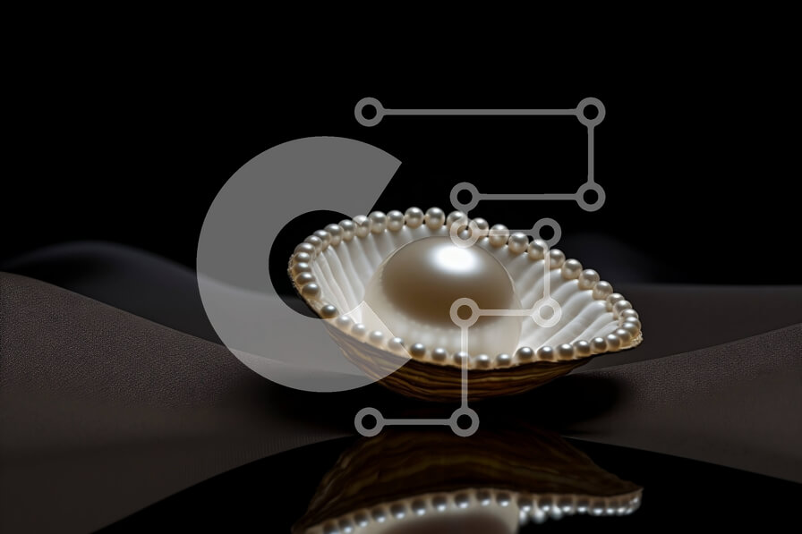 Intra Συλλεκτικό Ξύλινο Παζλ Plywood  4mm - Όμορφη εικόνα λευκού μαργαριταριού με κέλυφος σε μαύρη επιφάνεια Σε Ξύλινο Κουτί - Διαστάσεις: 10x10 cm – 25 κομμάτια