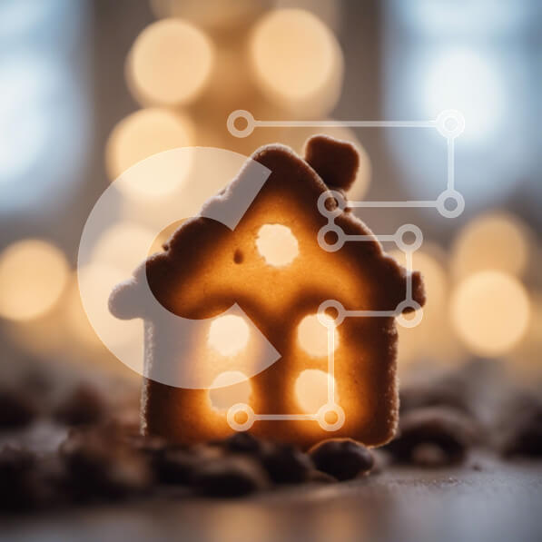 Σετ των 2 Intra Συλλεκτικό Ξύλινο Παζλ Plywood  4mm - Εορταστικό μπισκότο μελόψωμο σε κόκκους καφέ Σε Ξύλινο Κουτί - Διαστάσεις: 10x10 cm – 25 κομμάτια