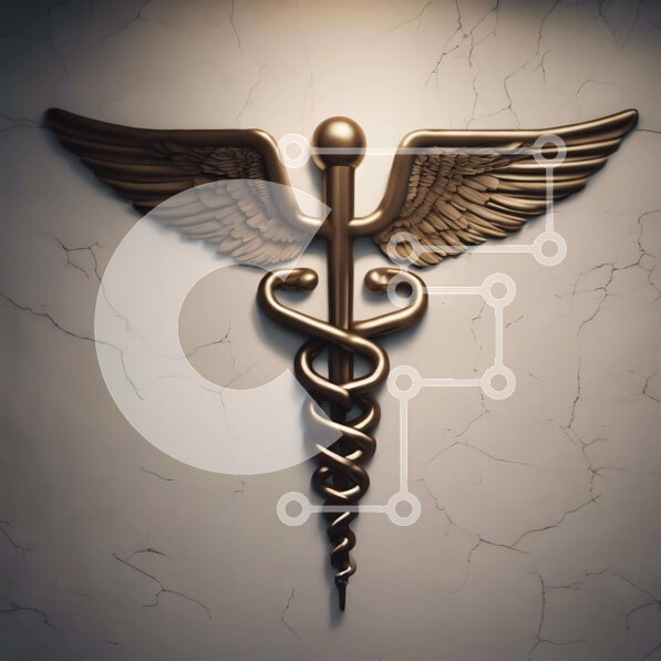 Intra Συλλεκτικό Ξύλινο Παζλ Plywood  4mm - Κηρύκειο σύμβολο σε χρυσό για τον ιατρικό τομέα Σε Ξύλινο Κουτί - Διαστάσεις Puzzle: 10x10 cm – 25 κομμάτια