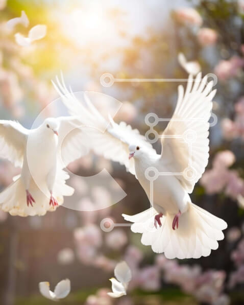 Intra Συλλεκτικό Ξύλινο Παζλ Plywood  4mm - Όμορφα λευκά περιστέρια εν πτήσει Σε Ξύλινο Κουτί - Διαστάσεις: 10x10 cm – 25 κομμάτια