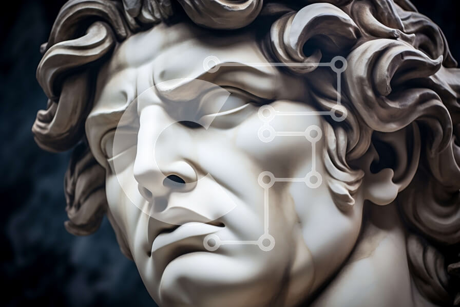 Intra Συλλεκτικό Ξύλινο Παζλ Plywood  4mm - Όμορφη μαρμάρινη προτομή ενός άνδρα με έντονα χαρακτηριστικά Σε Ξύλινο Κουτί - Διαστάσεις Puzzle: 10x10 cm – 25 κομμάτια