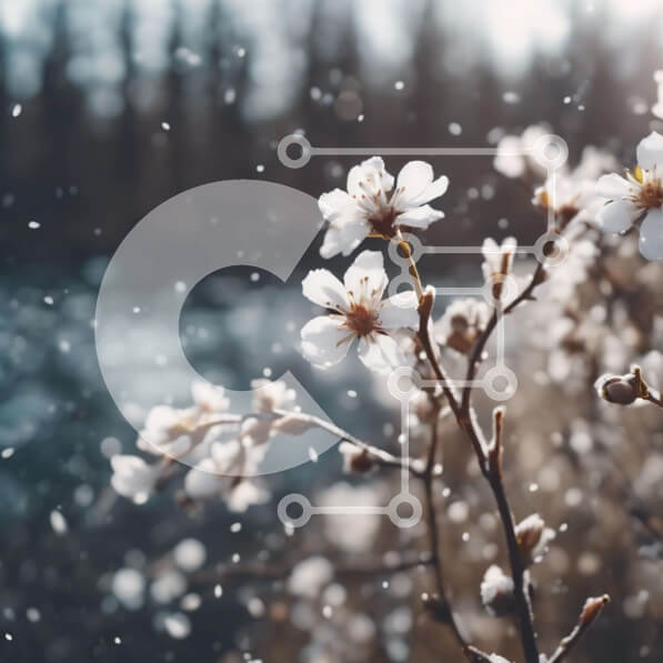 Intra Συλλεκτικό Ξύλινο Παζλ Plywood  4mm - Λευκά λουλούδια κλαδί με χιόνι Σε Ξύλινο Κουτί - Διαστάσεις: 10x10 cm – 25 κομμάτια