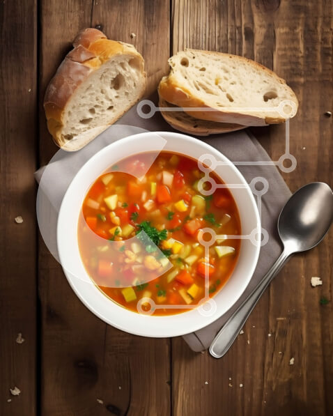 Σετ των 2 Intra Συλλεκτικό Ξύλινο Παζλ Plywood  4mm - Υγιεινή και νόστιμη σούπα λαχανικών με ψωμί Σε Ξύλινο Κουτί - Διαστάσεις: 10x10 cm – 25 κομμάτια